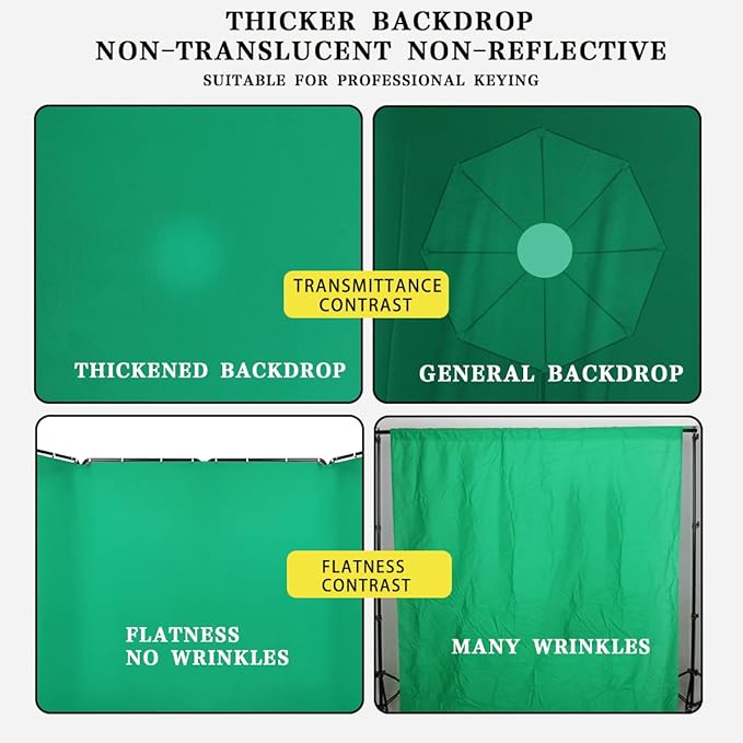 7.87ft x 13.12ft Portable Large Chromakey Green Screen Backdrop with Stand Photography Background Support System for Photo Studio Video Shooting, Live Streaming, Parties, Keying, Stage