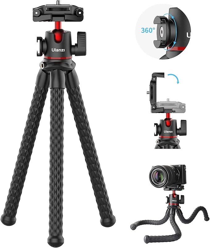 ULANZI MT-33 Camera Tripod,Flexible Mini Tripod with 1/4" Screw for Magic Arm + ULANZI Smartphone Video Rig with Handles