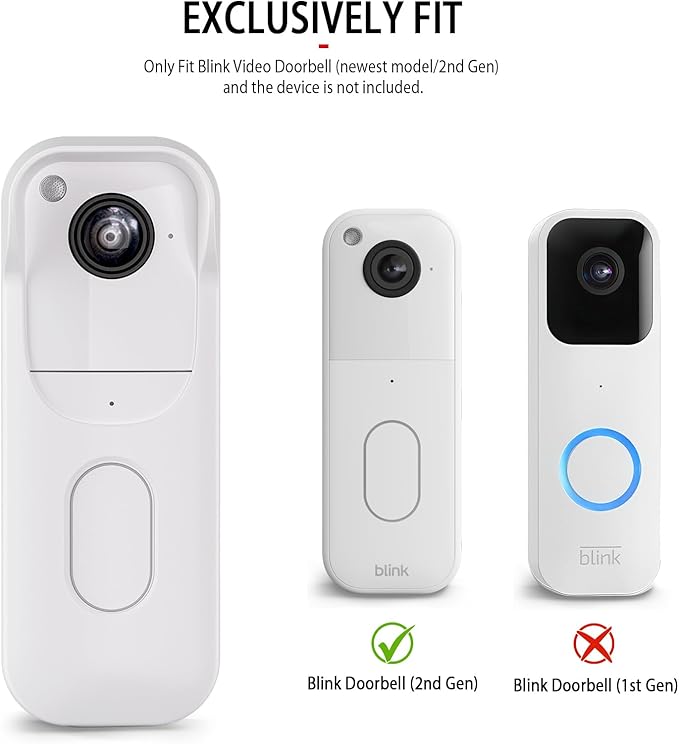 Silicone Skin Case for Blink Video Doorbell (2nd Gen) - Weatherproof Silicone Protective Cover with Brim for All-New Blink Doorbell Camera 2025 Full Protection (White)
