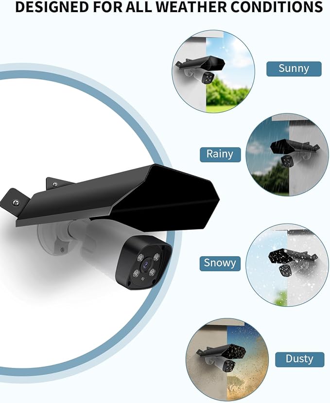 Universal Sun Rain Shade Camera Cover Shield, Protective Roof for Outdoor/Indoor Security Cameras, Metal Case for Dome/Bullet Cams