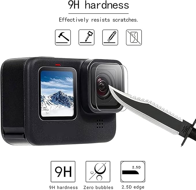 9 pcs Screen Protector Compatible with GoPro HERO 13 Black, Ultra Clear Tempered Glass Screen Protector + Tempered Glass Lens Protector + Tempered Glass Front LCD Display Film for GoPro HERO 13 Accessories