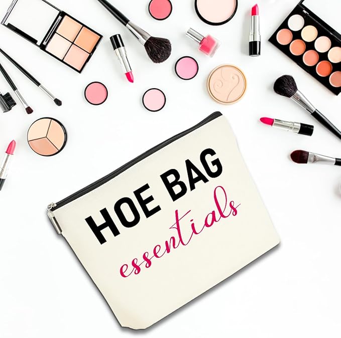 4 PCS Funny Gifts for Women Makeup Bag, Birthday Fun Hostess Gift for Women Girls Friends Cosmetic Bags Gag Gifts Girls Weekend Overnight Makeup Funny Travel Pouch, Black White