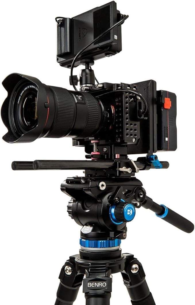 Benro A373F Aluminum Single-Tube Video Tripod Kit with S6 PRO Fluid Head, 75 mm Bowl, Flip-Lock Legs, 13.2 lb Load Capacity, Low-Angle Setup (A373FBS6PRO)