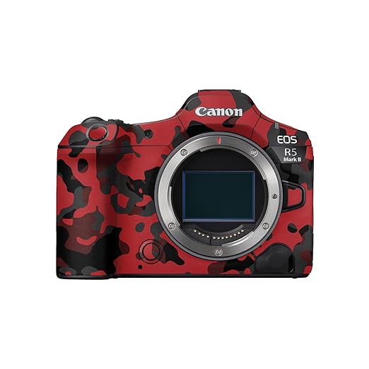 Camera Skin Compatible with Canon EOS R5 Mark II (2023) - Red Modern Camo - Premium 3M Vinyl Protective Wrap Decal Cover - Easy to Apply | Crafted in The USA by MightySkins