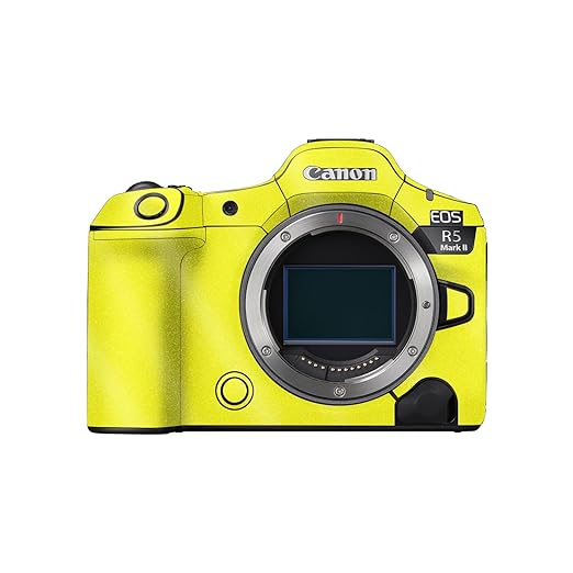 Glossy Glitter Camera Skin Compatible with Canon EOS R5 Mark II (2023) - Solid Yellow - Premium 3M Vinyl Protective Wrap Decal Cover - Easy to Apply | Crafted in The USA by MightySkins