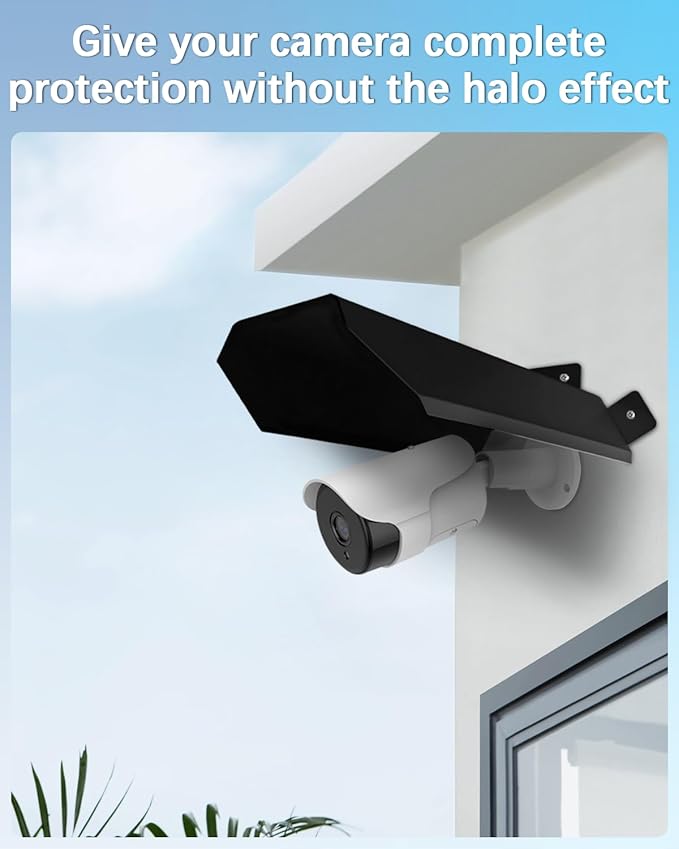 Universal Security Camera Cover - Sun Rain Shield, Waterproof Protective Roof for Outdoor Dome, Bullet Cameras (Black Aluminium)