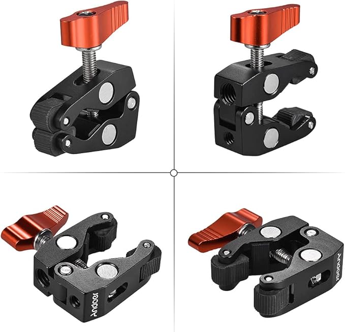 Andoer Super Clamp Tripod Clamp Crab Pliers Clip with 1/4 Inch & 3/8 Inch Screw Hole for DSLR Rig LCD Monitor Studio Light Camera Magic Arm, Orange
