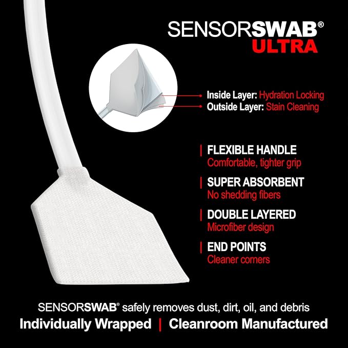 Photographic Solutions Sensor Swab Ultra 33mm Type-4 Digital Imaging Sensor Cleaner Swabs for Cleaning Medium Format Mirrored or Mirrorless Cameras. Sensor Dust & Oil Remover (Pack of 12)