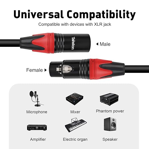 XLR Cable 40 Feet 2 Pack Premium XLR Microphone Cable 3-Pin Balanced Microphone Mic Cord Male to Female XLR Speaker Cable
