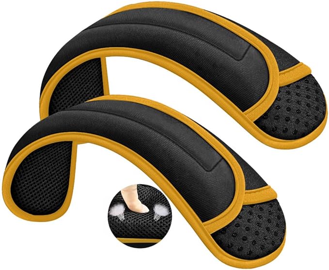 ZINZ 2-Pack Universal Shoulder Pad with Ultra Thick Cushion for Bag Luggage Bag Crossbody, Plus Long & Anti-Slip & Breathable,Black-Yellow Edge