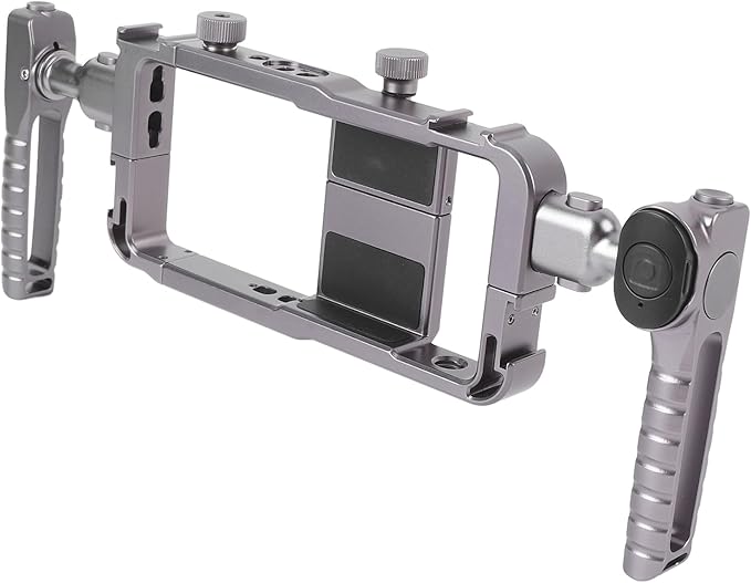 Sonew Phone Video Rig Kit, Aluminum Alloy Smartphone Stabilizer Cage with Rotatable Handle and Cold Shoe Mount, for Phones 6.35cm to 8.7cm
