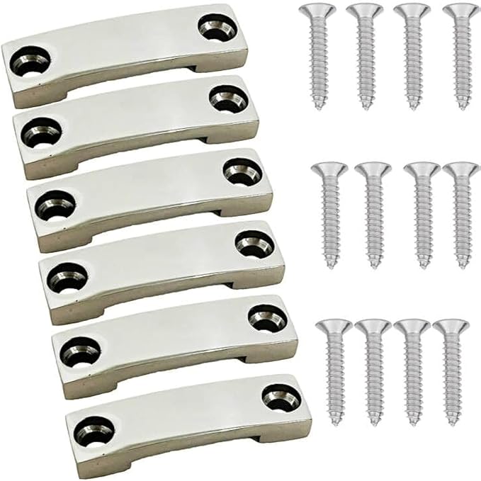 6Pack 316 Stainless Steel 1 Inch Strap tie Downs,Bimini Top Strap, Pad Eye,Footman's Loop for RV Camper,Boat,Kayaks,Jeep,Truck Tie Downs,for Battery and Portable Fuel Tanks. - No Rust