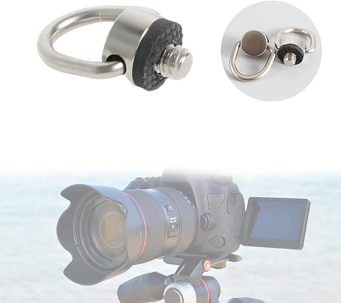 Stainless Steel D Rings Screw, 1/4" 20 Camera Fixing with Rubber Padded for Tripods DSLR Shoulder Straps D Rings