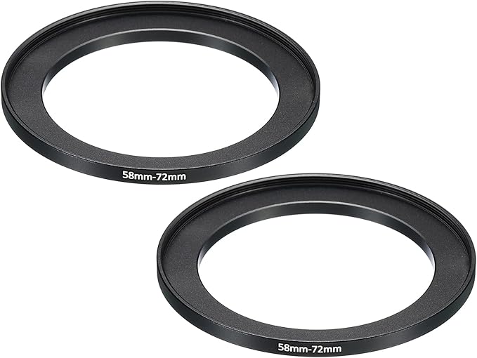 PATIKIL 58mm-72mm Metal Step Up Ring, 2 Pack Camera Lens Filter Adapter Ring Aluminum Filter Adapter Ring for Camera Lenses Hood, Black