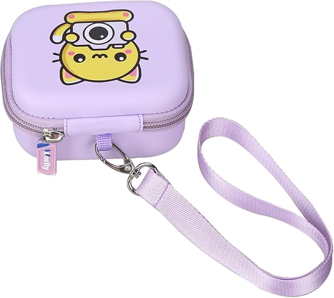 worfty Kids Camera Case Compatible with Seckton/Goopow/DITUPAN/YEEHAO/Hangrui/Masterbee/OUTUVAS/GKTZ Digital Video Camera Toys Camcorder Storage Holder Carrying - Purple Cat