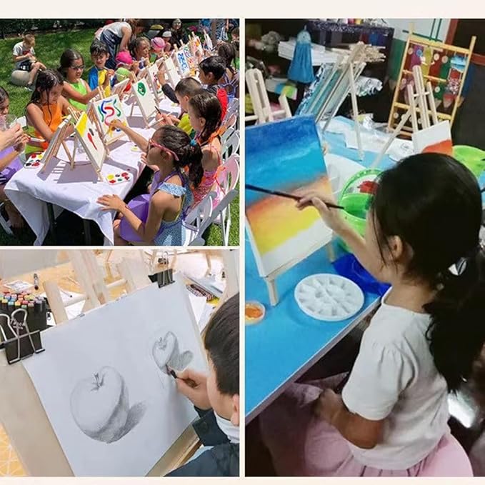 3PCS 11.8" Wood Easels, Small Tabletop Display Stand, Tripod, Painting Party Easel, Kids Student Tabletop Easels for Painting, Portable Canvas Photo Picture Sign Holder