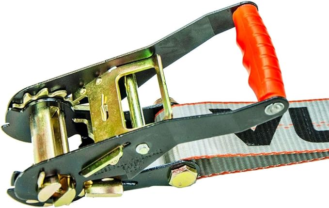 VULCAN Ratchet Strap with Chain Anchors - 2 Inch x 27 Foot - 2 Pack - Silver Series - 3,600 Pound Safe Working Load