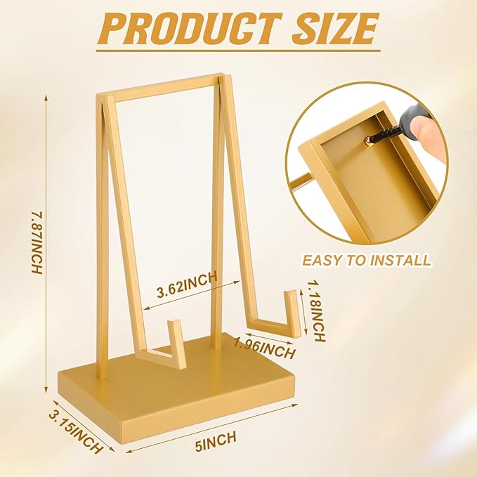 Shimeyao Metal Display Easel Stand Gold Tabletop Easel Stand Modern Abstract Tabletop Display Holder for Books Plate Photo Frame Artwork Record Albums(8 x 5 x 3 Inch)