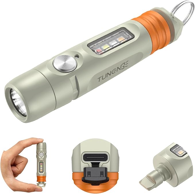S15PRO-TK 7075 Aluminum Keychain Flashlight Rechargeable, 750 Lumens EDC Mini Flashlight, Pocket Light with 5 Side Light + Screwdriver & Quick-Release Tail Cap for Emergencies, Maintenance, Outdoor