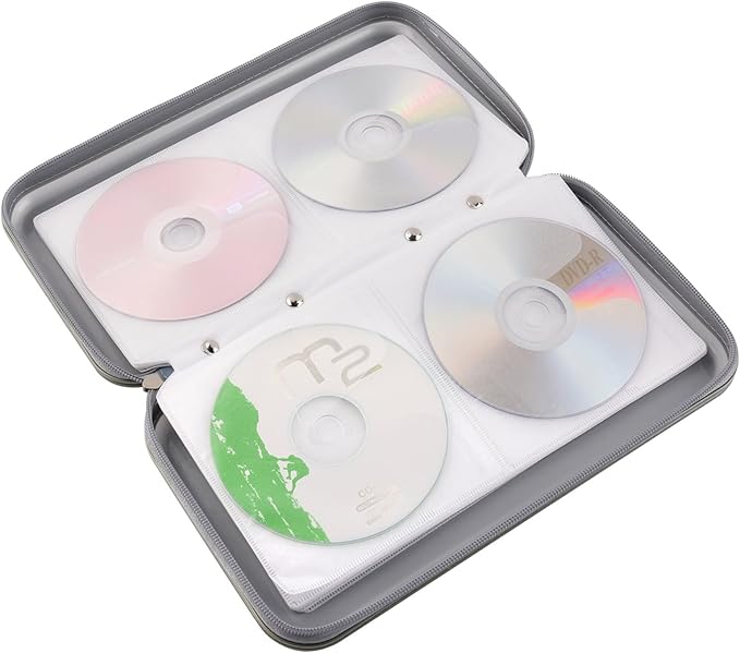 alavisxf xx CD Holder, 72 Capacity CD/DVD Case Holder Portable Wallet Storage Organizer Hard Plastic Protective Storage Holder for Car Travel(72 Capacity, Grey 72)