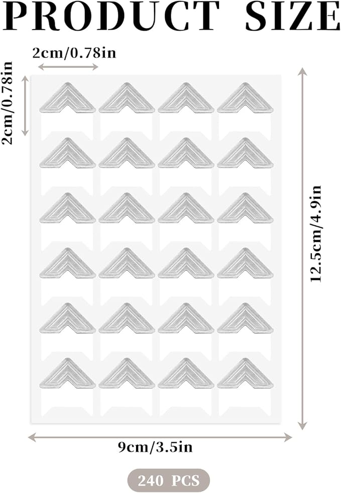 240 Pcs Silver Photo Corners Self Adhesive Picture Corners, Scrapbook Photo Corner Stickers, Photo Mounting Corners for Photo Album, Picture Frames, Journal, 10 Sheets