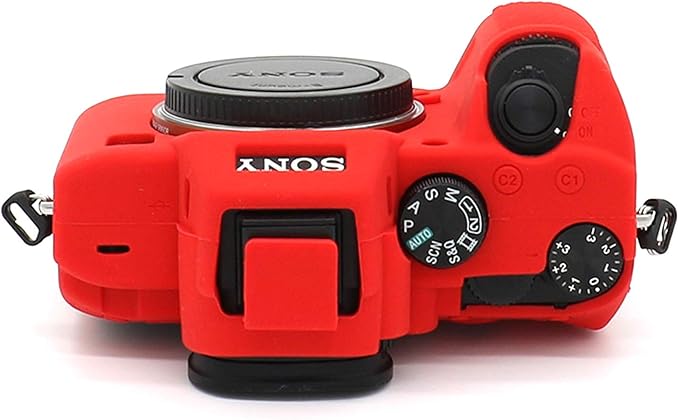 Professional Secure Soft Silicone Camera Case Bag Housing Rubber Body Skin for Sony Alpha A7iii a73 A7R3 A7Riii a7R Mark III a7 Mark III Digital SLR Camera Protective Case (Red)