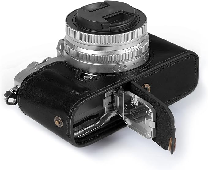 MegaGear MG2016 Ever Ready Genuine Leather Camera Half Case Compatible with Nikon Z fc (Black)