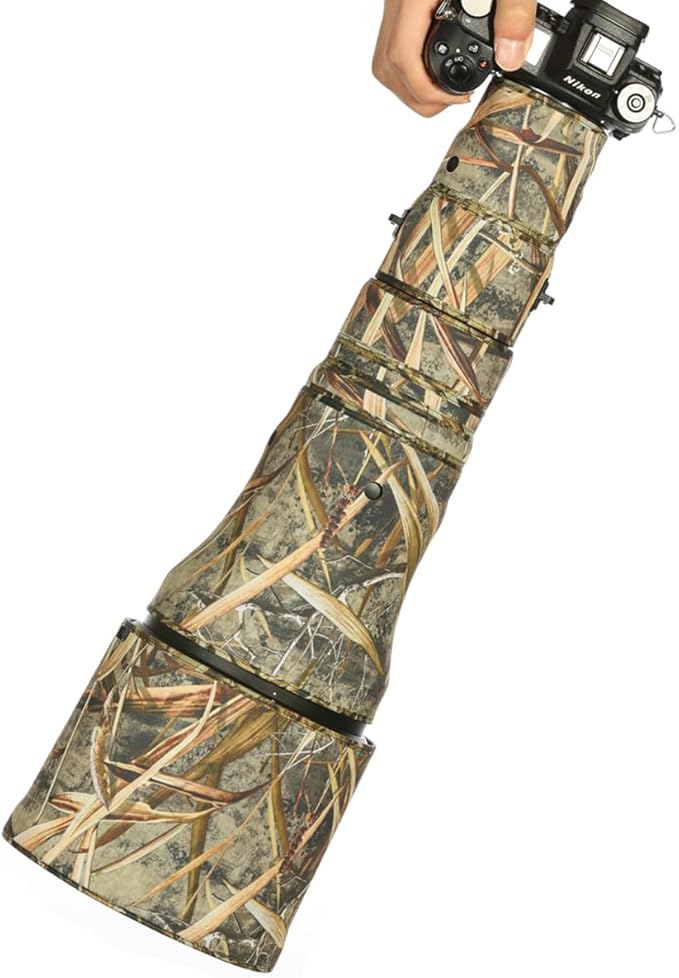 CHASING BIRDS Lens Camouflage Waterproof Coat for Nikon Z 800mm f/6.3 VR S Rainproof Lens Protective Cover Version IV (New Reed Camouflage, with 2.0X TC)