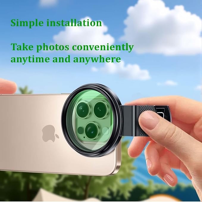 CPL Polarizing Filter for Phone,52mm Camera Lens Filter with Lens Clip Compatible for iPhone 14 Pro Max 13 Pro Max 13 Mini 12 11 X XS Max Samsung Galaxy