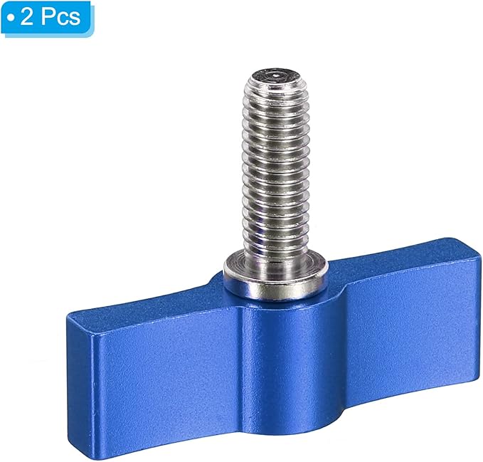 PATIKIL Threading Rotating Knob, 2Pcs T Type M6 17mm Adjustable Camera Thumb Screw, for Camera Mounting System, Blue, Aluminum Alloy