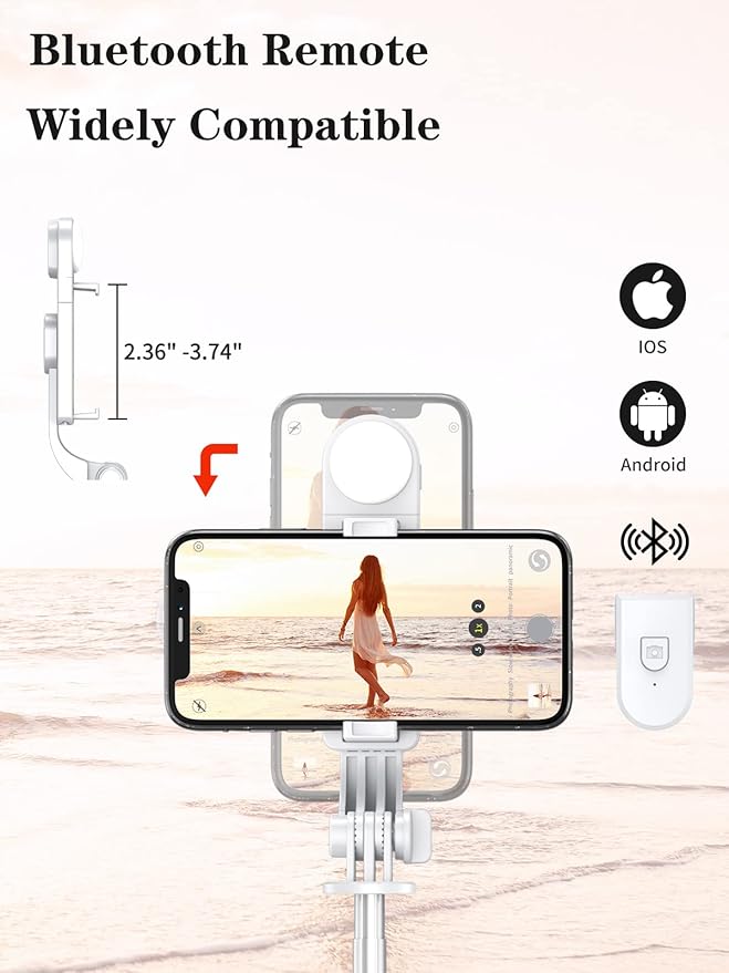Selfie Stick Tripod with Wireless Remote, 46'' Cellphone Selfie Stick Tripod with LED Fill Light, for iPhone 16/15/14/14 pro/13/13 Pro/12/11/11 Pro/XS Max/XS/XR/X/8/7 and Android Smartphone(Upgrade)