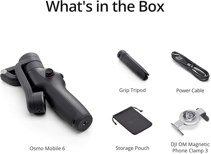 DJI Osmo Mobile 6 Smartphone Gimbal Stabilizer, 3-Axis Phone Gimbal, Built-In Extension Rod, Portable and Foldable, Android and iPhone Gimbal with ShotGuides, Vlogging Stabilizer, YouTube TikTok Video