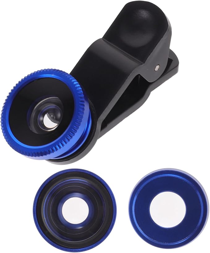POPETPOP 3-in-1 Clip-On Phone Lens Set Fisheye Wide Angle Macro Mobile Camera Lens for Smartphones Compatible and Portable Clip Design for Photography Enthusiasts