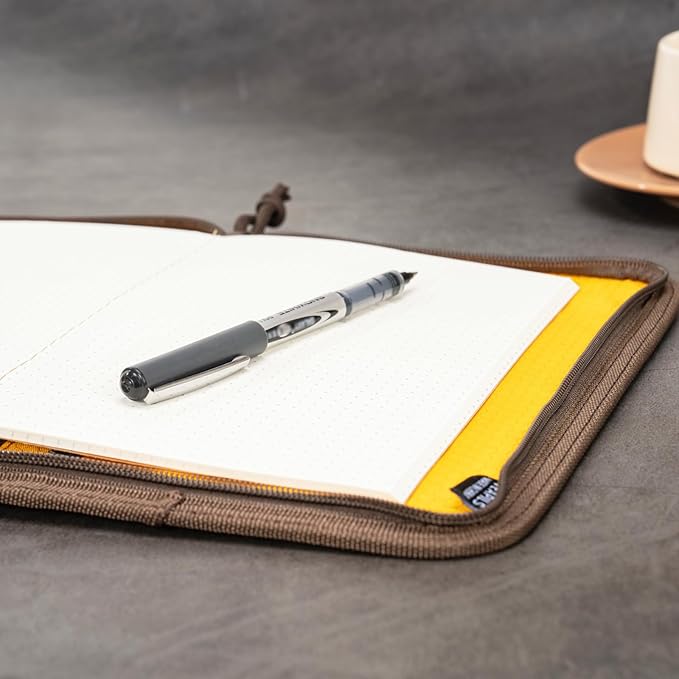 Field Journal Notebook A5 Planner Cover with Zipper, Travel Journal for Men & Women A5 Travelers Notebook Cover, Water Resistant Waxed Canvas Cover with Pen Holder, Included 5.8" x 8.3" Refillable Field Book