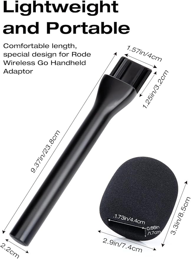Rode Handheld Wireless Mic Stand with Pop Filter, Holder for Wireless Go 2/Pro, Interview Microphone Adapter for Go/ME