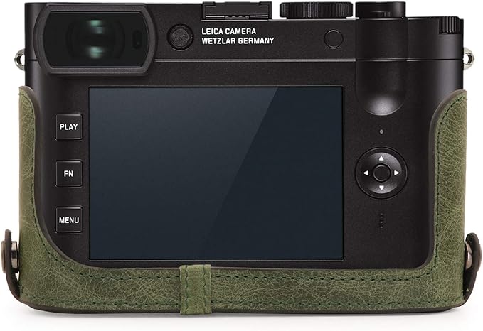 MegaGear MG1721 Ever Ready Genuine Leather Camera Half Case Compatible with Leica Q2 - Green