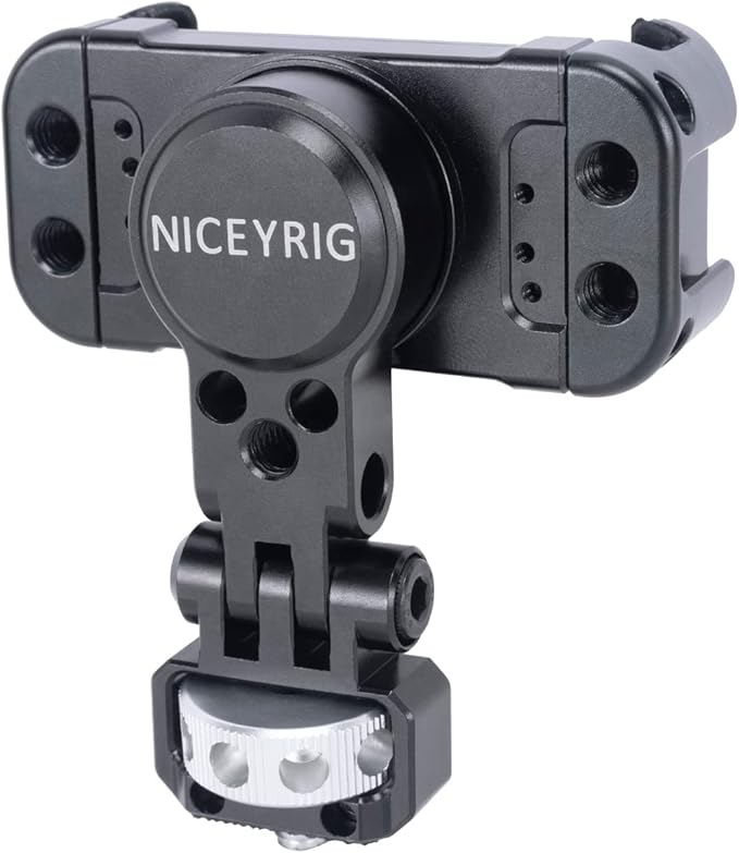NICEYRIG Pro Phone Holder with 1/4 Mount 360 Degree Rotation and 180 Degree Tilt for DSLR and Mirrorless, Cinema Camera, Camcorder Cage Rig - 519