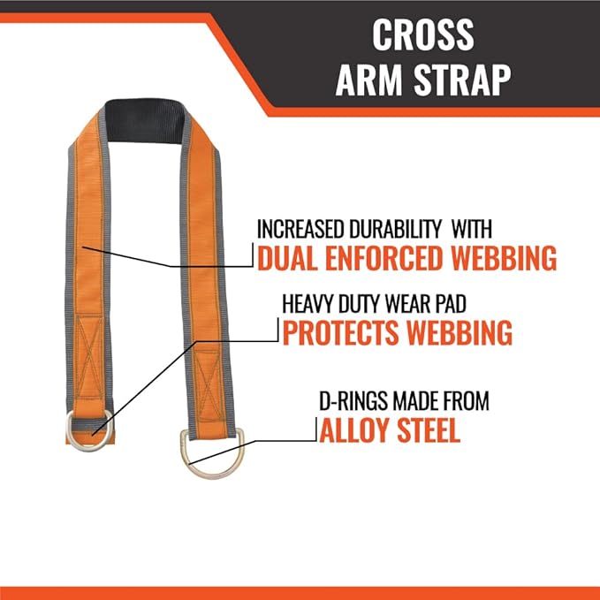 Malta Dynamics 6' Cross Arm Safety Strap, Fall Protection Beam Anchor, D-Ring Safety Strap, Beamer & H-Beam Anchor, OSHA/ANSI Compliant