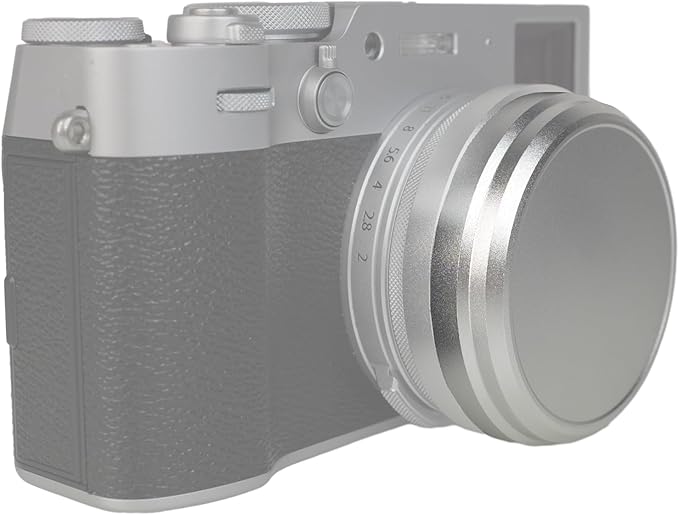 Foto&Tech Metal Lens Front Cover Fuji X100V Accessories, Fuji Lens Cap, Fuji X100V Lens Hood, X100V Lens Hood, X100V Lens Hood (Silver)