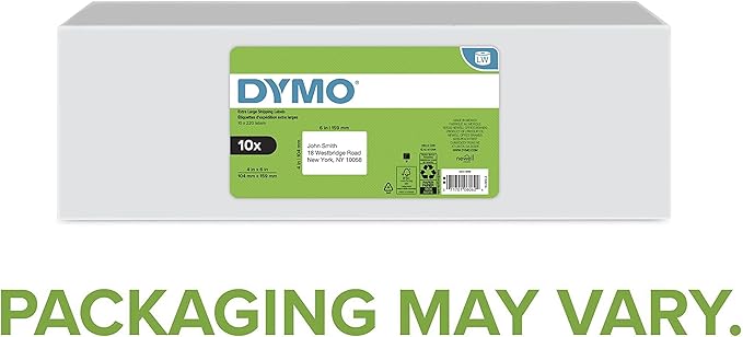 DYMO Authentic LW Extra-Large Shipping Labels for LabelWriter Label Printers, White, 4" x 6", 10 Rolls of 220 (2200 Total)