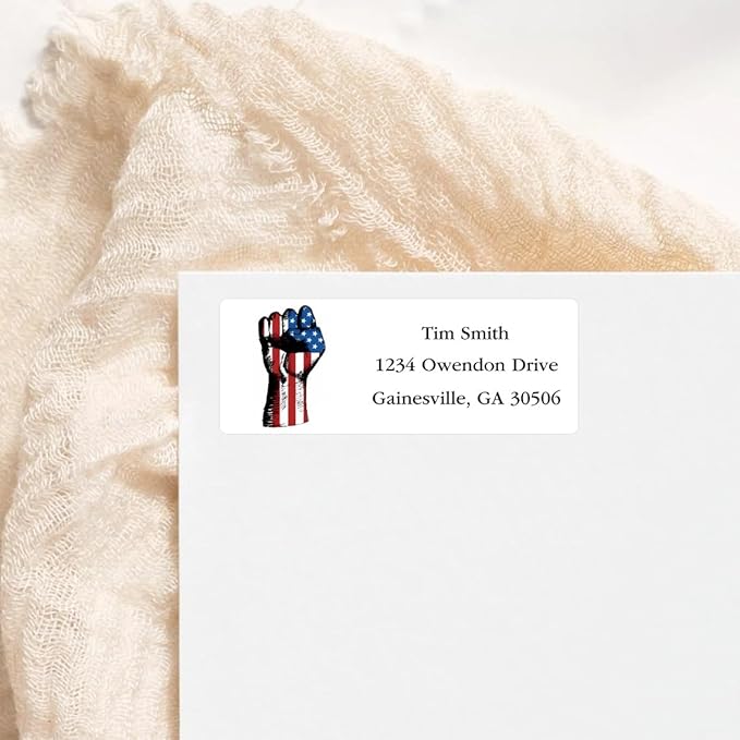 Address Labels Personalized Return Address Labels, 2.6" x 1" Patriotic Flag July 4 Custom Mailing Label for Envelopes (30-1200) Customized Self Adhesive Stickers Printable Mail Envelope Adress Label