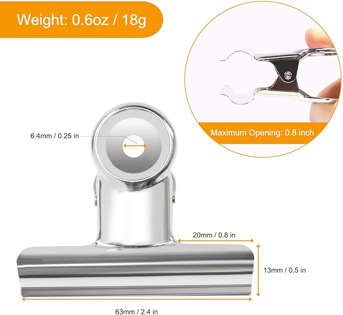 Coideal Large Bulldog Binder Paper Clips, 12 Pack Big Metal Bull Clips Silver Hinge Clip Clamps for Files Crafts, Food Bags, Drawing, Photo at Kitchen & Office (2 1/2 Inch)