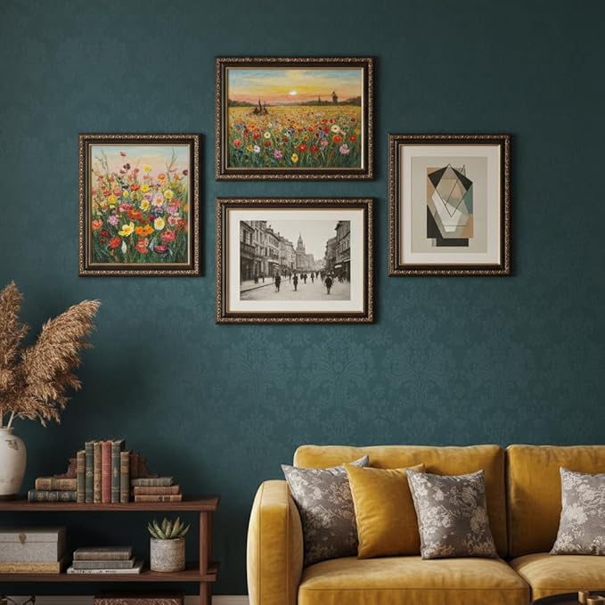 VictoR Picture Frame Chagall 4x6 Black Gold - Vintage Picture Frames with Shutterproof Acrylic Glass - 4 x 6 Photo Frame - Black Picture Frames - Antique