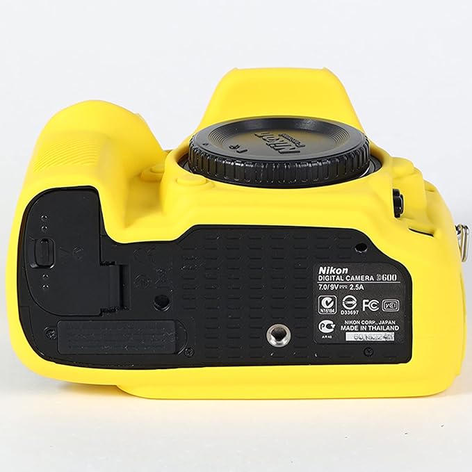 Surpassed Professional Secure Silicone Camera Cases Bag Housing Rubber Body Skin for Nikon D610 D600 DSLR Camera Protective Case (Yellow)