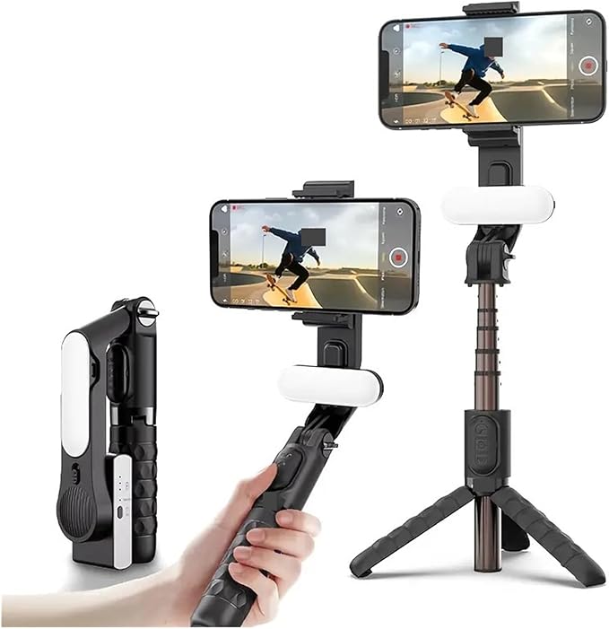 1-axis Handheld Gimbal Stabilizer W/Selfie Stick/Tripod, Wireless Remote, 400mAh Li-ion Battery, USB Charging, iOS