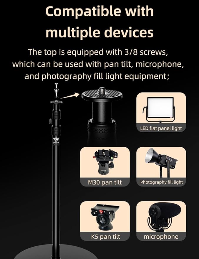 IFOOTAGE Cobra RB-A400,79" Round Base Monopod,Aluminum Photography Light Stand Flat Base for DSLR Camera, Light,Payload 22LBS(3 Pack)