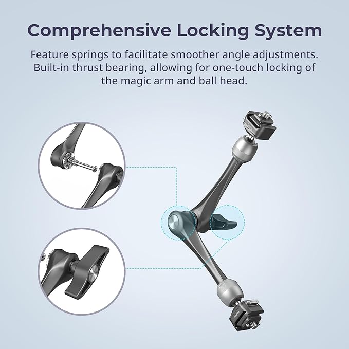 SMALLRIG 11" Rosette Magic Arm, HawkLock H21 Quick Release Structure, w 1/4"-20 Screws and Anti-Twist Pins, for Monitors, Lights, Max Load Cpacity 3kg