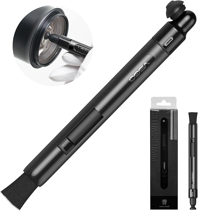 VSGO Lens Cleaning Pen with Power Switch – Compatible with Canon, Nikon, Sony Cameras, Binoculars, and AR/VR Glasses – Includes 2 Replaceable Carbon Tips (V-P03E)