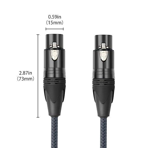 15Feet 3-Pin XLR Female to Female Microphone Cord,XLR Female DMX Cable Patch Cords for Audio and Sound Equipments-2Pack