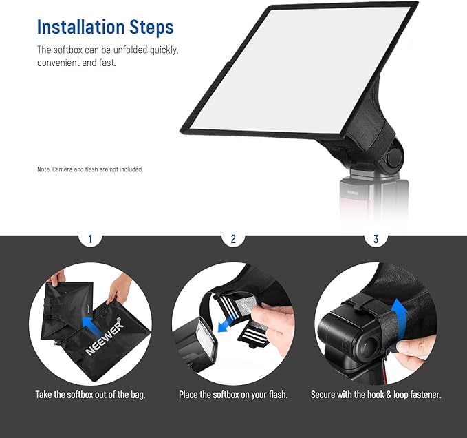 NEEWER 9"x7" Flash Diffuser Softbox — Universal Collapsible Speedlight Softbox for Canon, Nikon, Sony, Godox